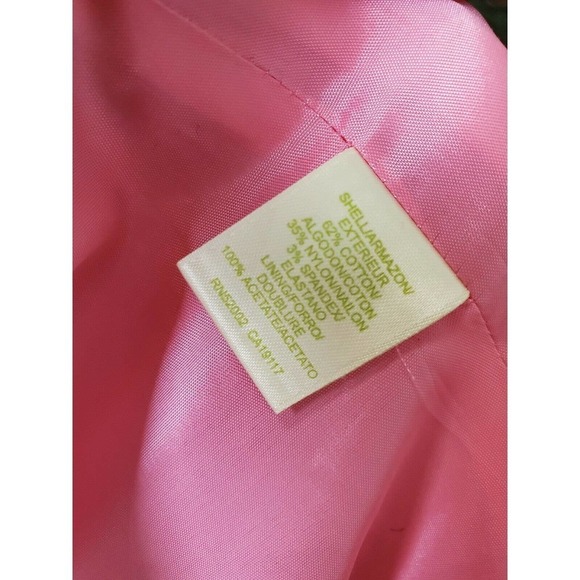 Sigrid Olsen Women Pink Floral Cotton Half Sleeve 3 Buttons Fitted Blazer - Picture 10 of 12